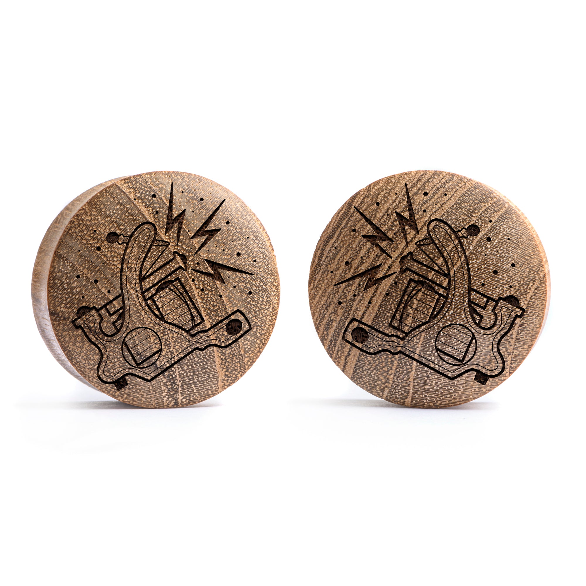 Spulen -Tattoo -Maschine Plug / Gauge - Teakholz | Konvexe Doppelaufgeweitet