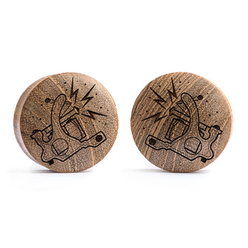 Coil Tattoo Machine Plug / Gauge - Teak Wood | Convex Double Flare