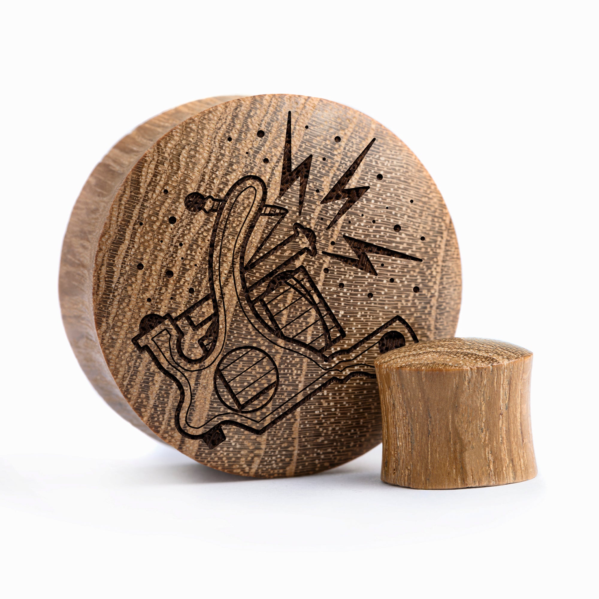 Spulen -Tattoo -Maschine Plug / Gauge - Teakholz | Konvexe Doppelaufgeweitet