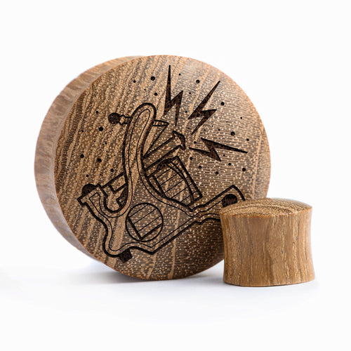 Coil Tattoo Machine Plug / Gauge - Teak Wood | Convex Double Flare