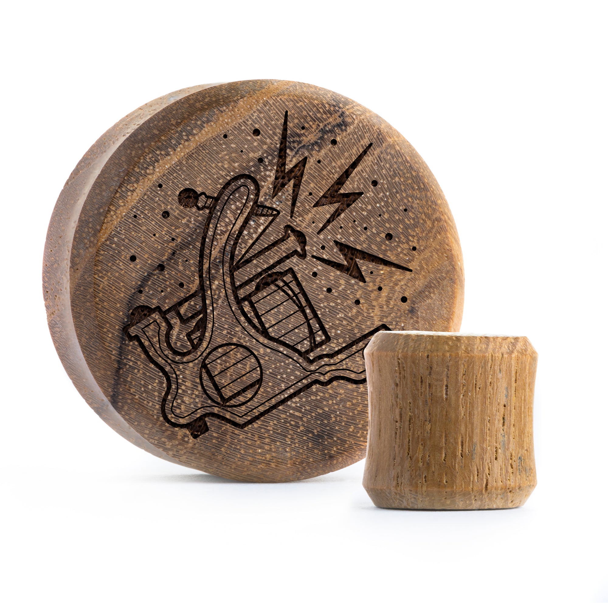 Spulen -Tattoo -Maschine Plug / Gauge - Teakholz | Doppelaufgeweitet mit flachem Gesicht