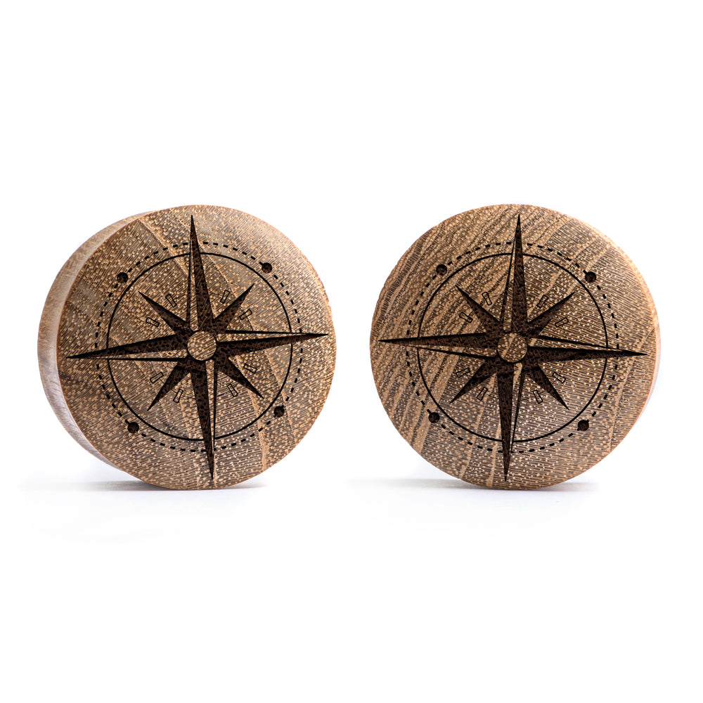 Compass Plug / gauge - Teakholz | Konvexe Doppelaufgeweitet