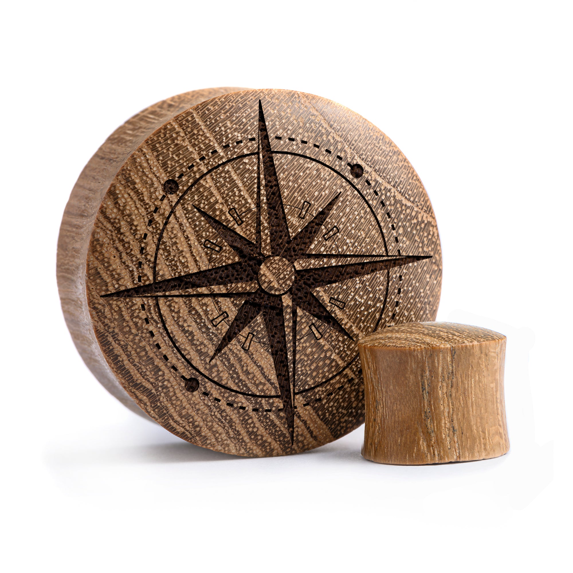 Compass Plug / gauge - Teakholz | Konvexe Doppelaufgeweitet