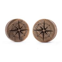 Plug / Gauge Boussole - Bois de teck | Face plate double évasé