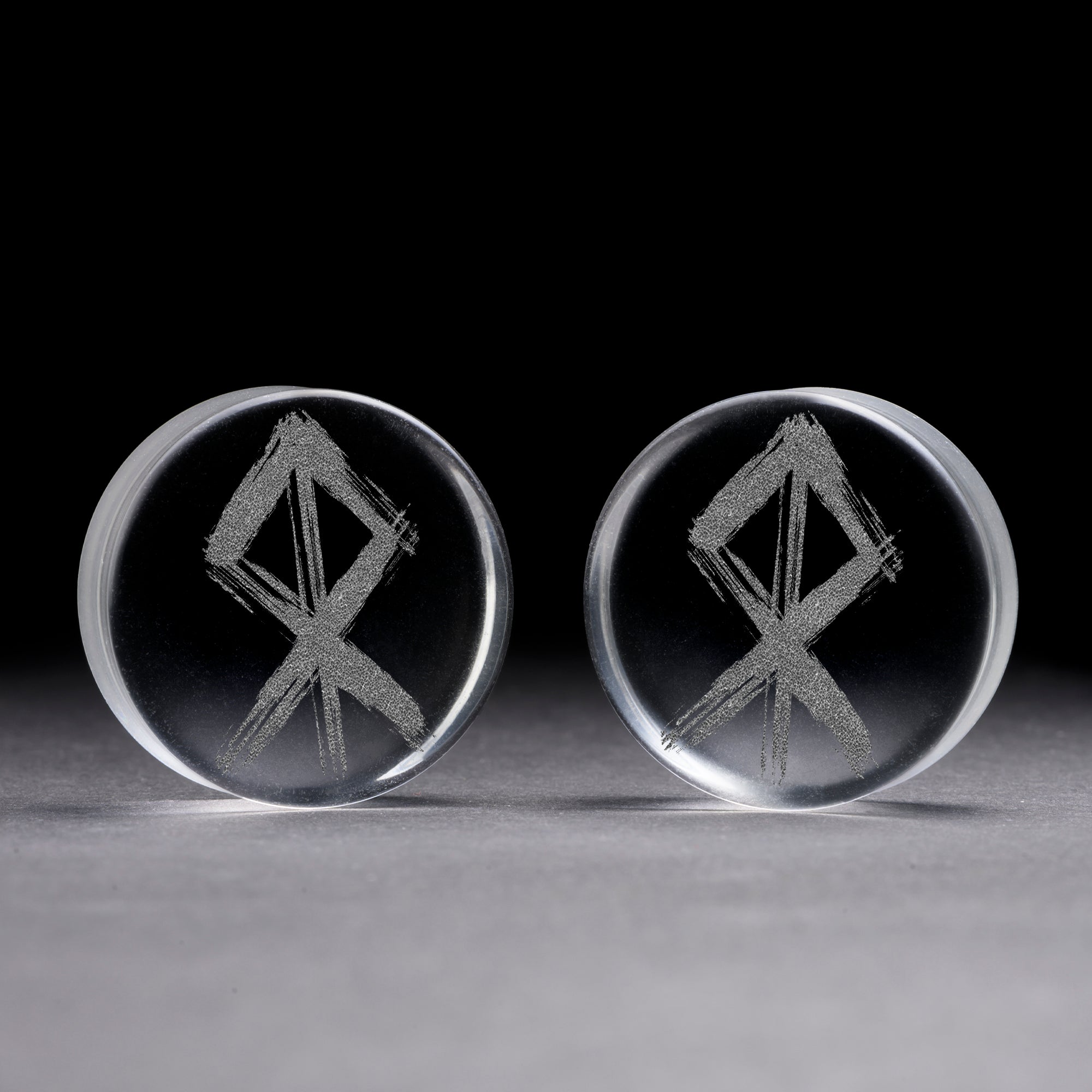 Courage Rune Viking Plug / Gauge - Clear Glass | Flat Faced Double Flare