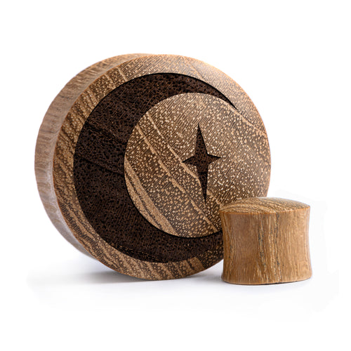 Crescent Moon Plug / Gauge - Teakholz | Konvexe Doppelaufgeweitet