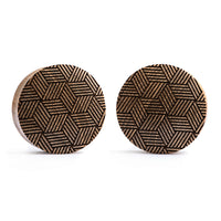 Plug à croisillons / calibre - bois de teck | Double flare convexe