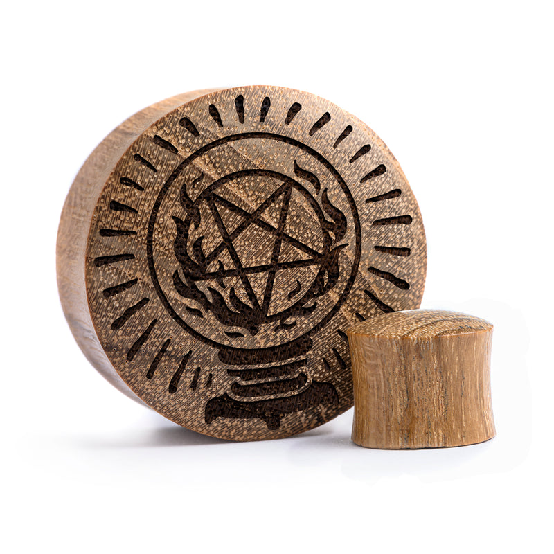 Plug / Gauge Boule de cristal - Bois de teck | Convexe double évasé