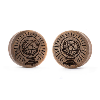 Crystal Ball Plug / Gauge - Teak Wood | Flat Faced Double Flare