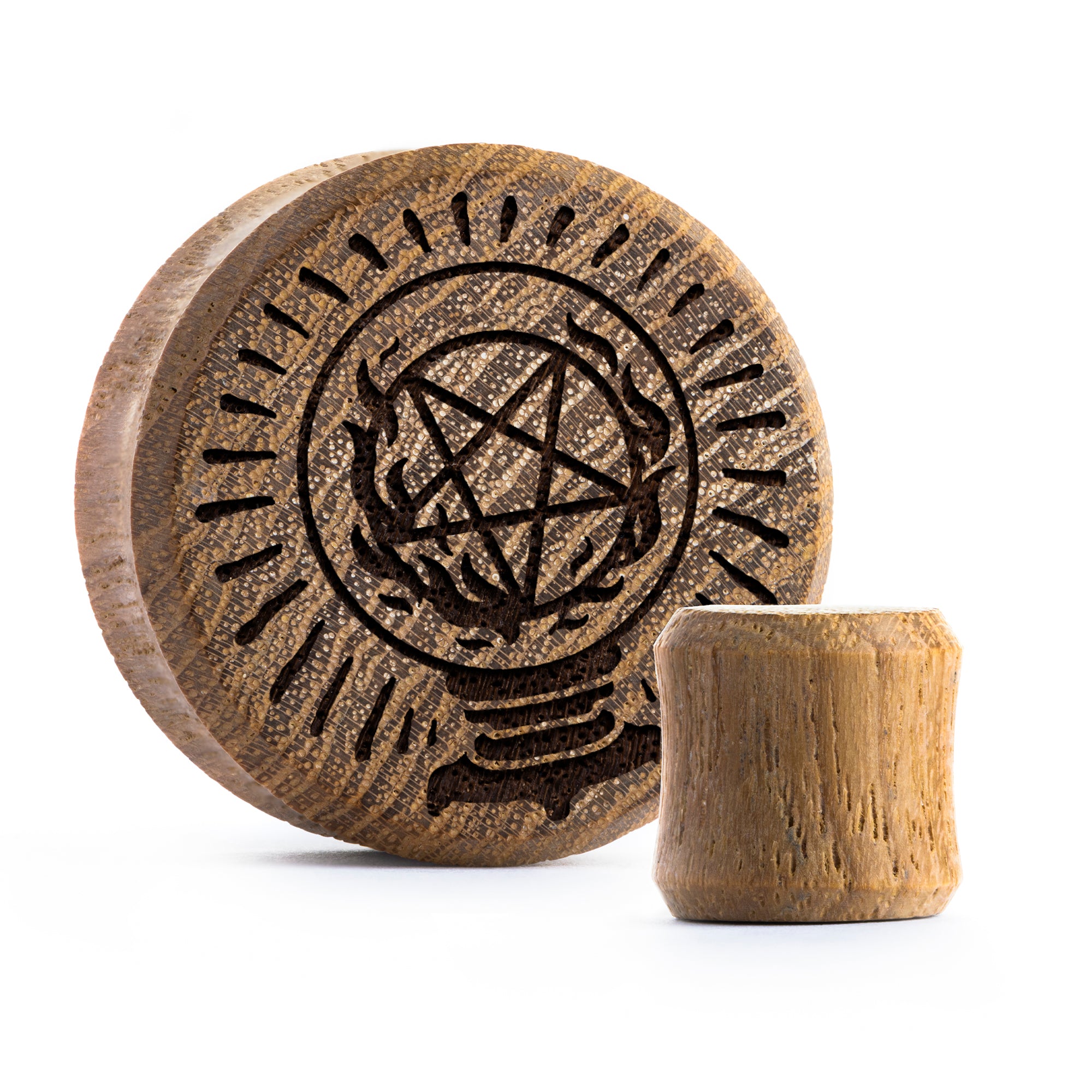 Kristallkugel Plug / gauge - Teakholz | Doppelaufgeweitet mit flachem Gesicht