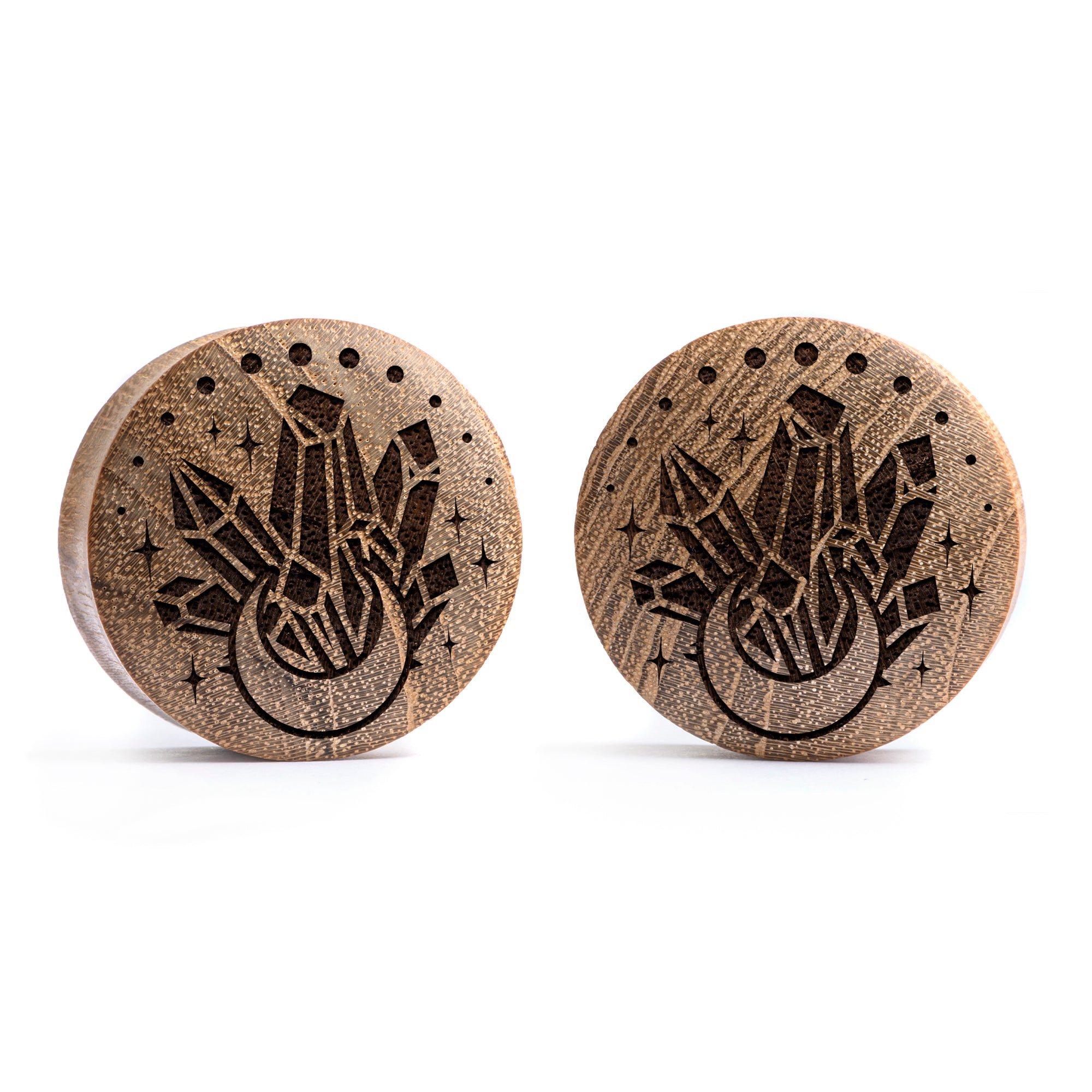 Crystal Moon Plug / Gauge - Teakholz | Konvexe Doppelaufgeweitet
