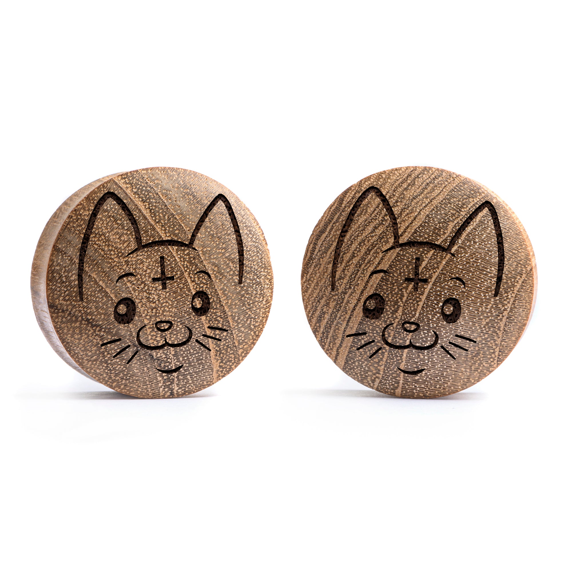 Cult Cat Plug / gauge - Teakholz | Konvexe Doppelaufgeweitet