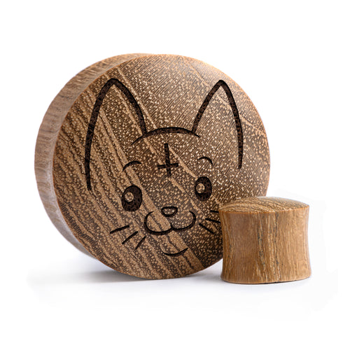 Cult Cat Plug / Gauge - Teak Wood | Convex Double Flare