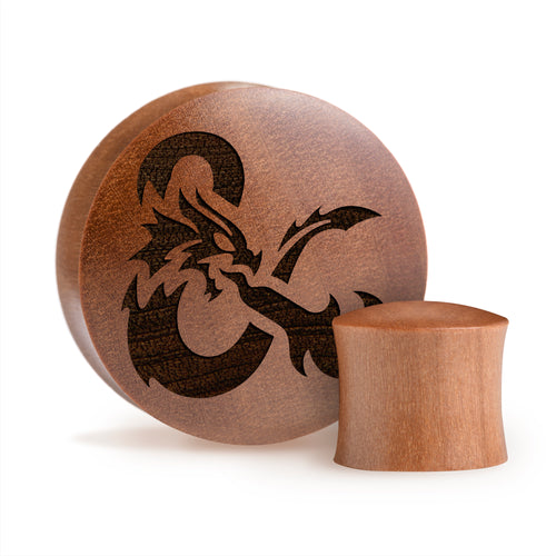D & D Logo Plug / Gauge - Saba Wood | Konvexe Doppelaufgeweitet