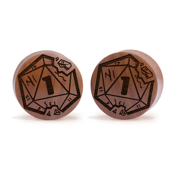 Nat 1 Die D & D Plug / Gauge - Saba Wood | Konvexe Doppelaufgeweitet