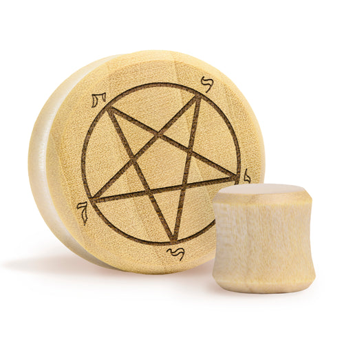 Pentagram Plug / Gauge - Crocodile Wood | Flat Faced Double Flare