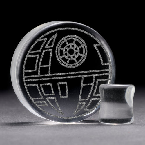 Death Star Plug - Clear Glass | Flat Faced Double Flare