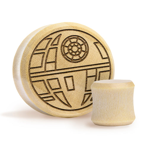 Death Star Plug - Crocodile Wood | Flat Faced Double Flare