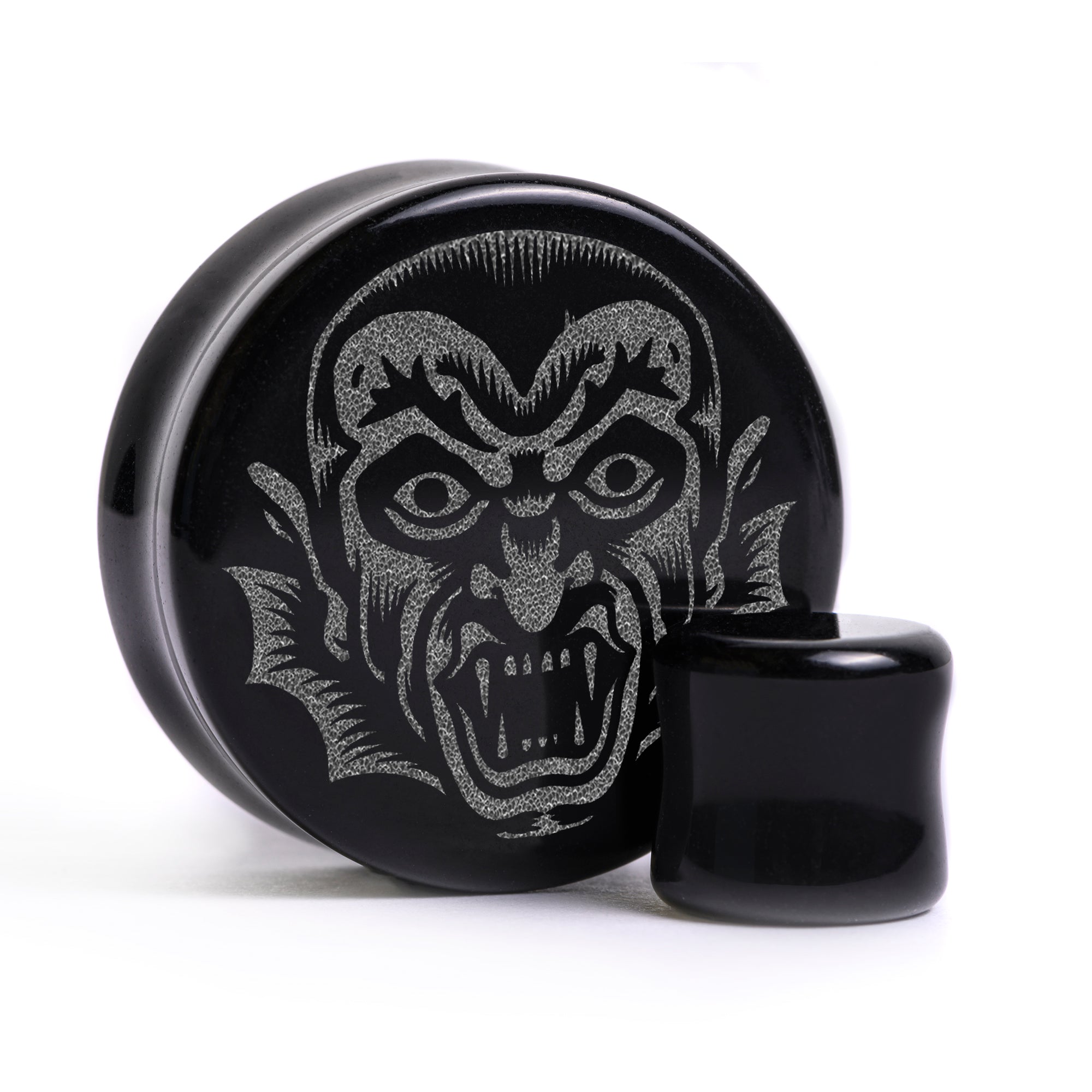 Dracula Plug / Gauge - Black Glass | Flat Faced Double Flare