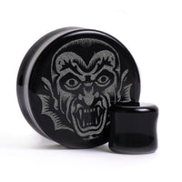 Plug / Gauge Dracula - Verre noir | Face plate double évasé