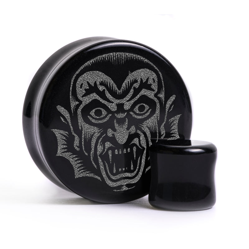 Plug / Gauge Dracula - Verre noir | Face plate double évasé