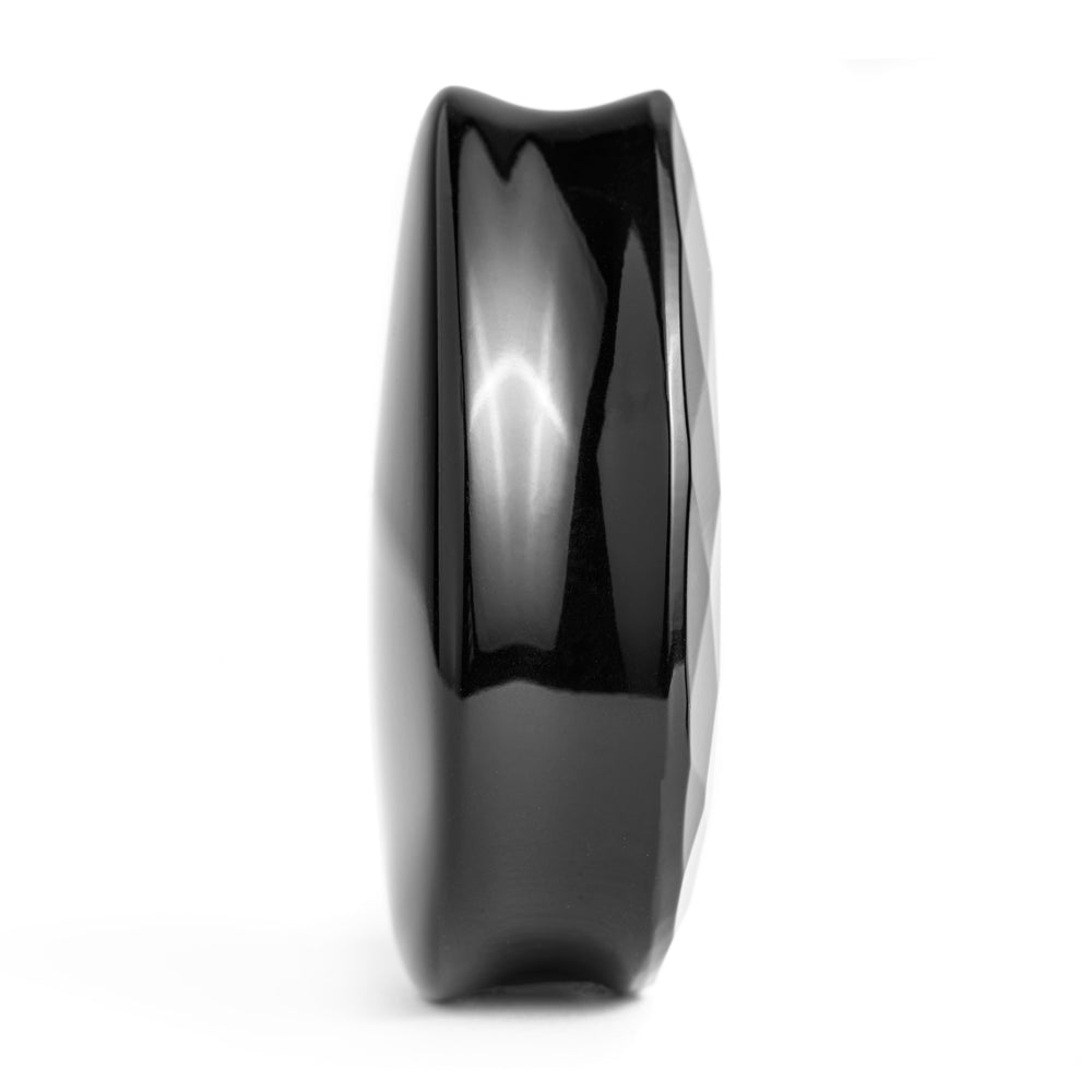 Black Faceted Obsidian Teardrop Glass Plug / Gauge - Double Flare Glass Ear Plugs / Gauges in 10mm (00g), 20mm (13/16th), 30mm (1.18")