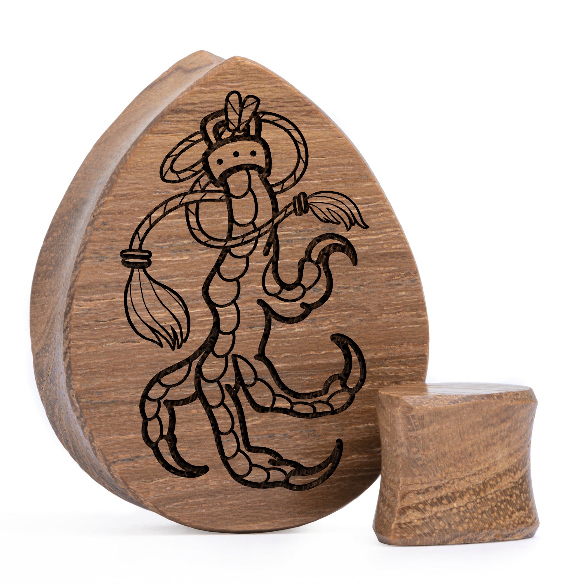 Eagle Claw Plug / Gauge - Teardrop Teak Wood | Flat Faced Double Flare
