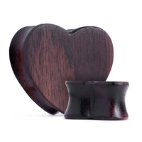 Herzförmiger Ohr Plug / Gauge aus Ebenholz