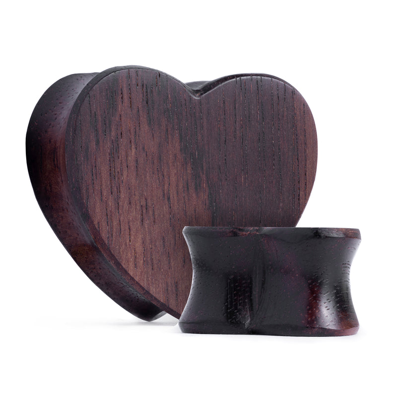 Herzförmiger Ohr Plug / Gauge aus Ebenholz