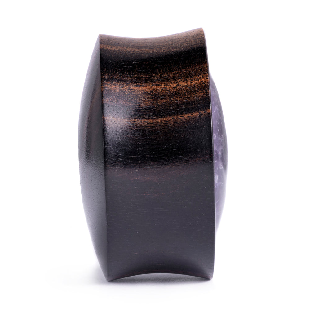 Amethyst-Stein-Intarsie Ebenholz Ohr Plug / Gauge