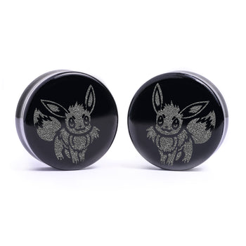 Venusaur Plug / Gauge - Green & White Inlay Ebony Wood | Convex Double Flare