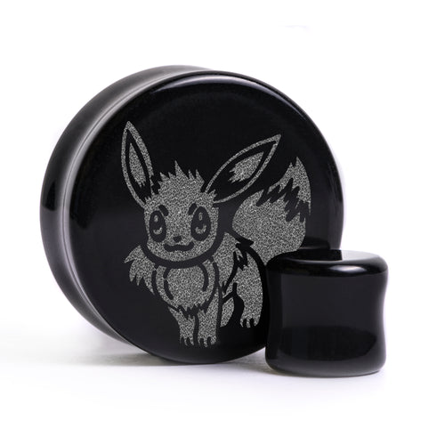 Eevee Plug / Gauge - Black Glass | Flat Faced Double Flare