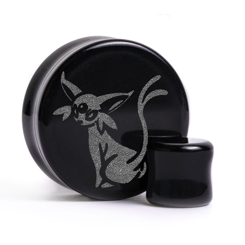 Espeon Plug / Gauge - Black Glass | Flat Faced Double Flare