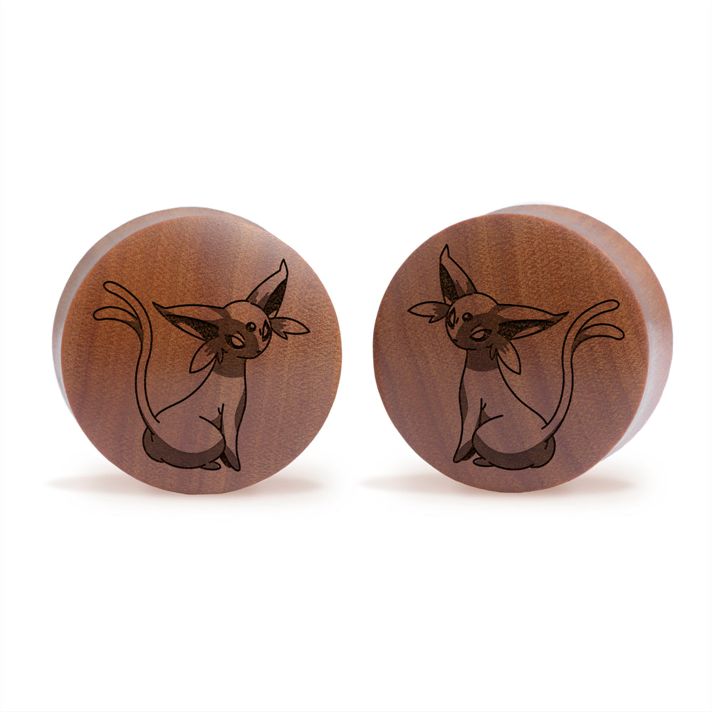 Espeon Plug / Gauge - Saba Wood | Convex Double Flare - Lasered To Order In House At Custom Plugs HQ