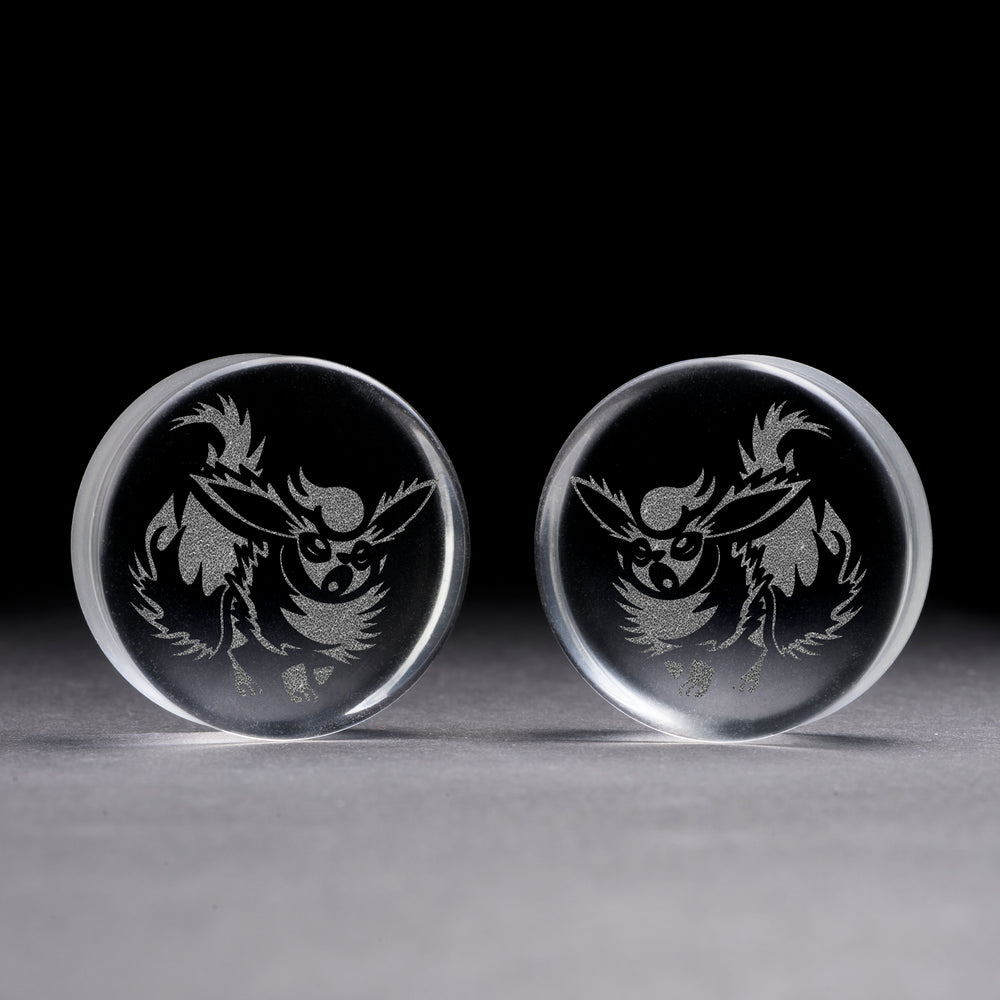 Flareon Plug / Gauge - Clear Glass | Flat Faced Double Flare - Lasered To Order In House At Custom Plugs HQ
