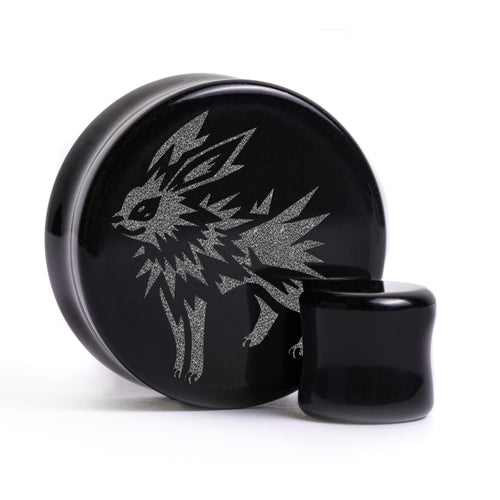 Jolteon Plug / Gauge - Black Glass | Flat Faced Double Flare