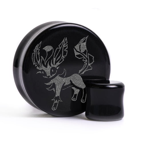 Leafeon Plug / Gauge - Black Glass | Flat Faced Double Flare