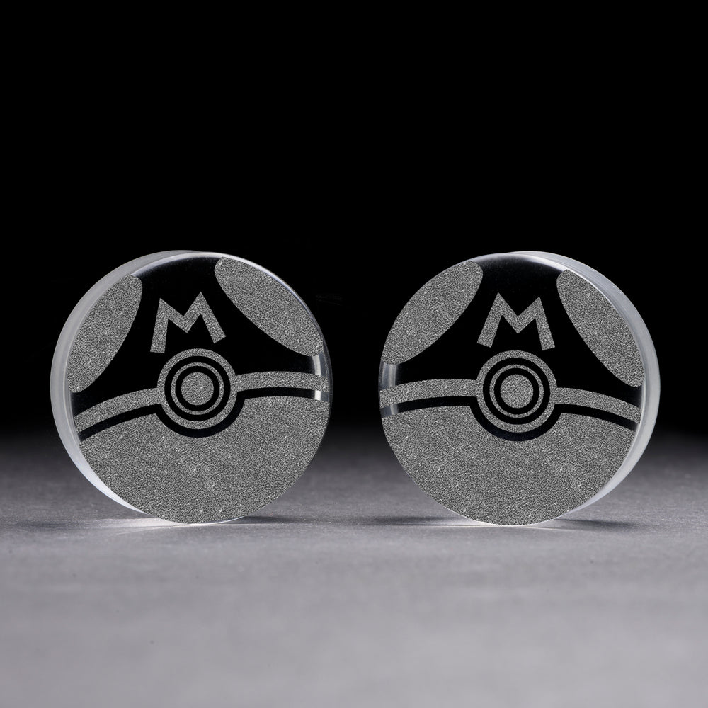 Masterball Plug / Gauge - Clear Glass | Flat Faced Double Flare - Lasered To Order In House At Custom Plugs HQ