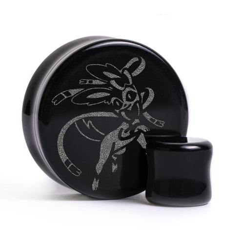 Sylveon Plug / Gauge - Black Glass | Flat Faced Double Flare