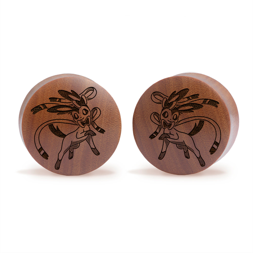 Sylveon Plug / Gauge - Saba Wood | Convex Double Flare - Lasered To Order In House At Custom Plugs HQ