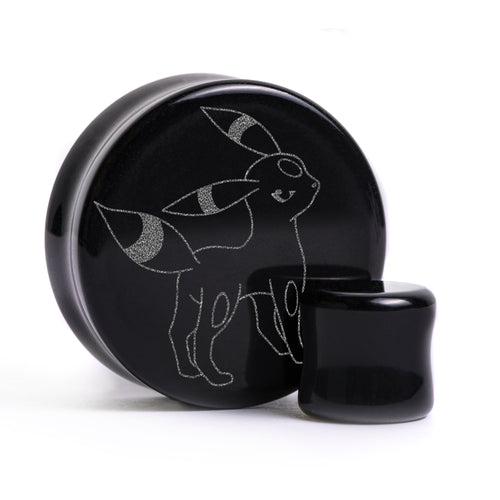 Umbreon Plug / Gauge - Black Glass | Flat Faced Double Flare
