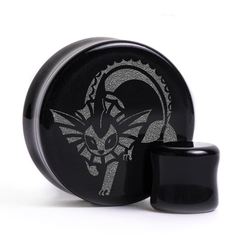 Vaporeon Plug / Gauge - Black Glass | Flat Faced Double Flare