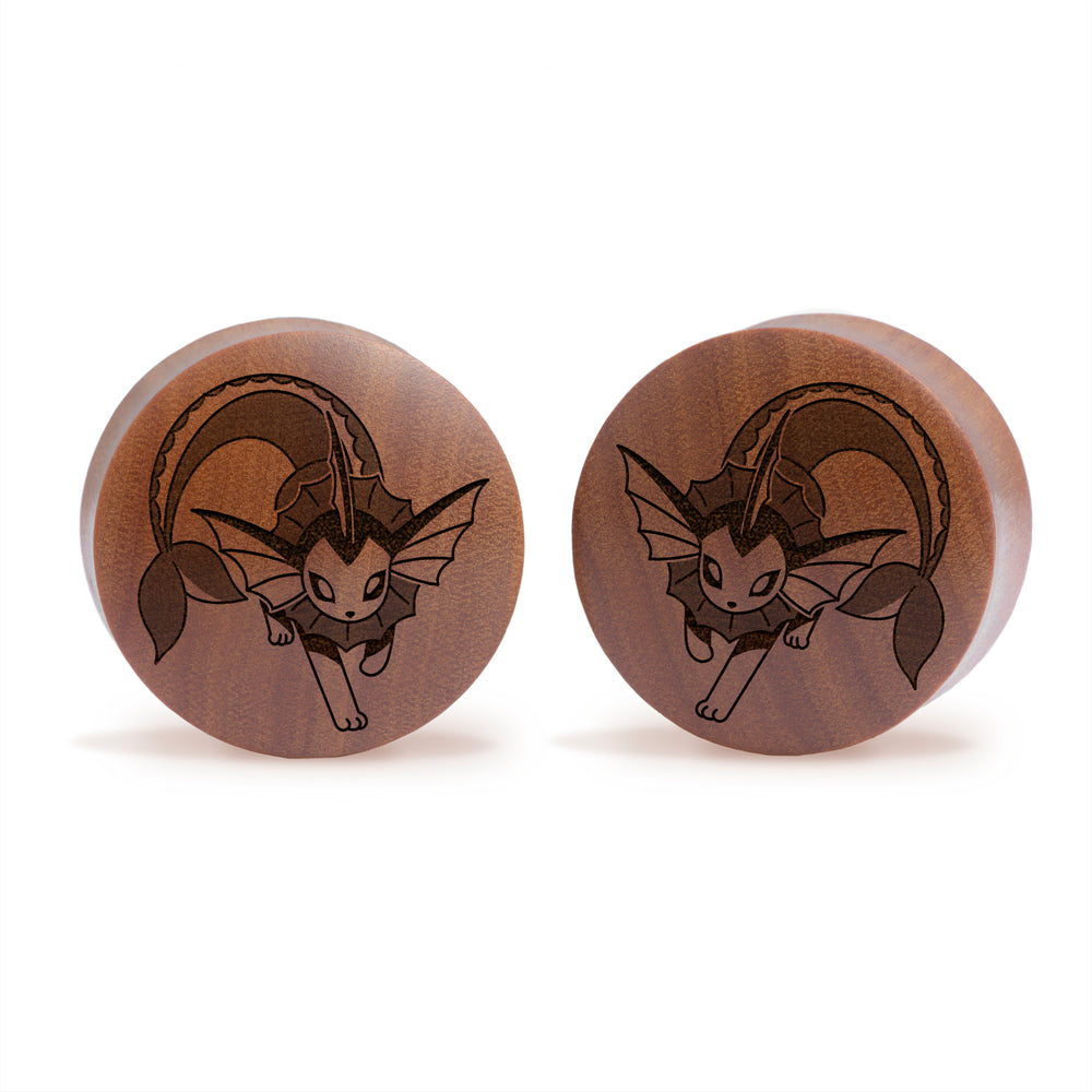 Vaporeon Plug / Gauge - Saba Wood | Convex Double Flare - Lasered To Order In House At Custom Plugs HQ