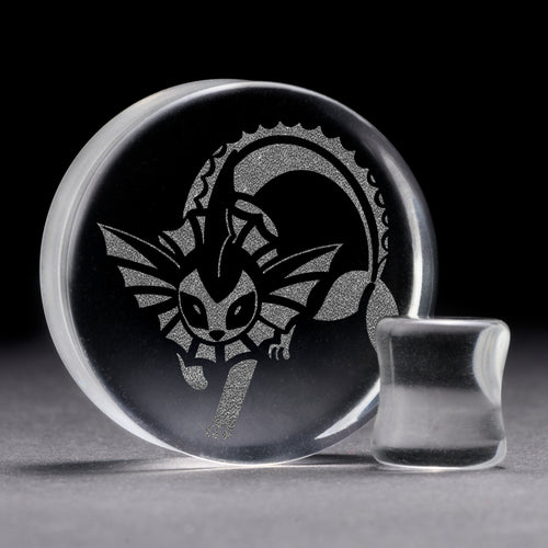 Vaporeon Plug / Gauge - Clear Glass | Flat Faced Double Flare
