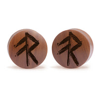 Plug / Gauge Rune viking de l'énergie - Bois de Saba | Convexe double évasé