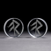 Plug / Gauge Rune viking de l'énergie - Verre transparent | Face plate double évasé