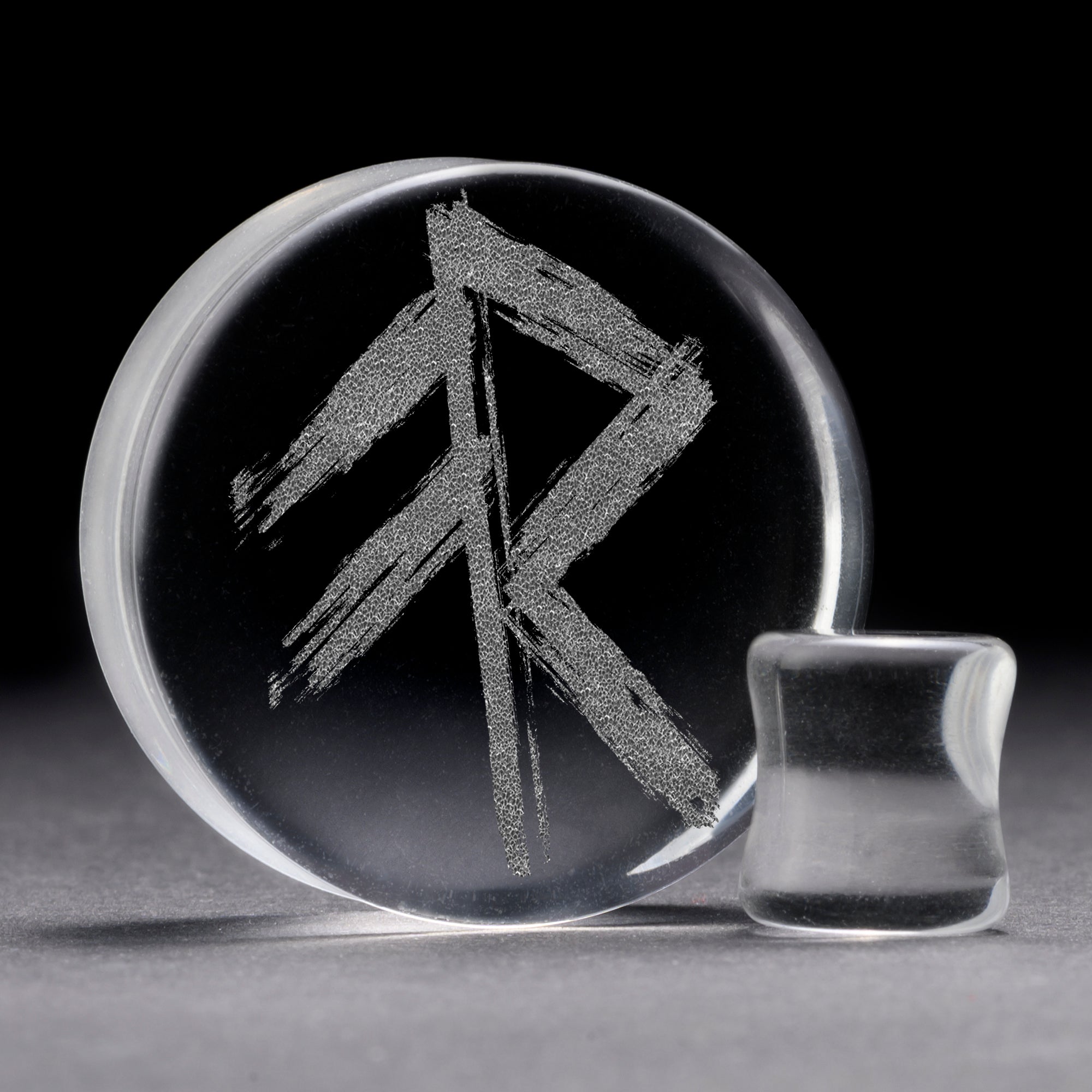 Energy Rune Viking Plug / Gauge - Clear Glass | Doppelaufgeweitet mit flachem Gesicht
