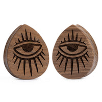 Plug / Gauge Œil - Bois de teck en goutte | Face plate double évasé