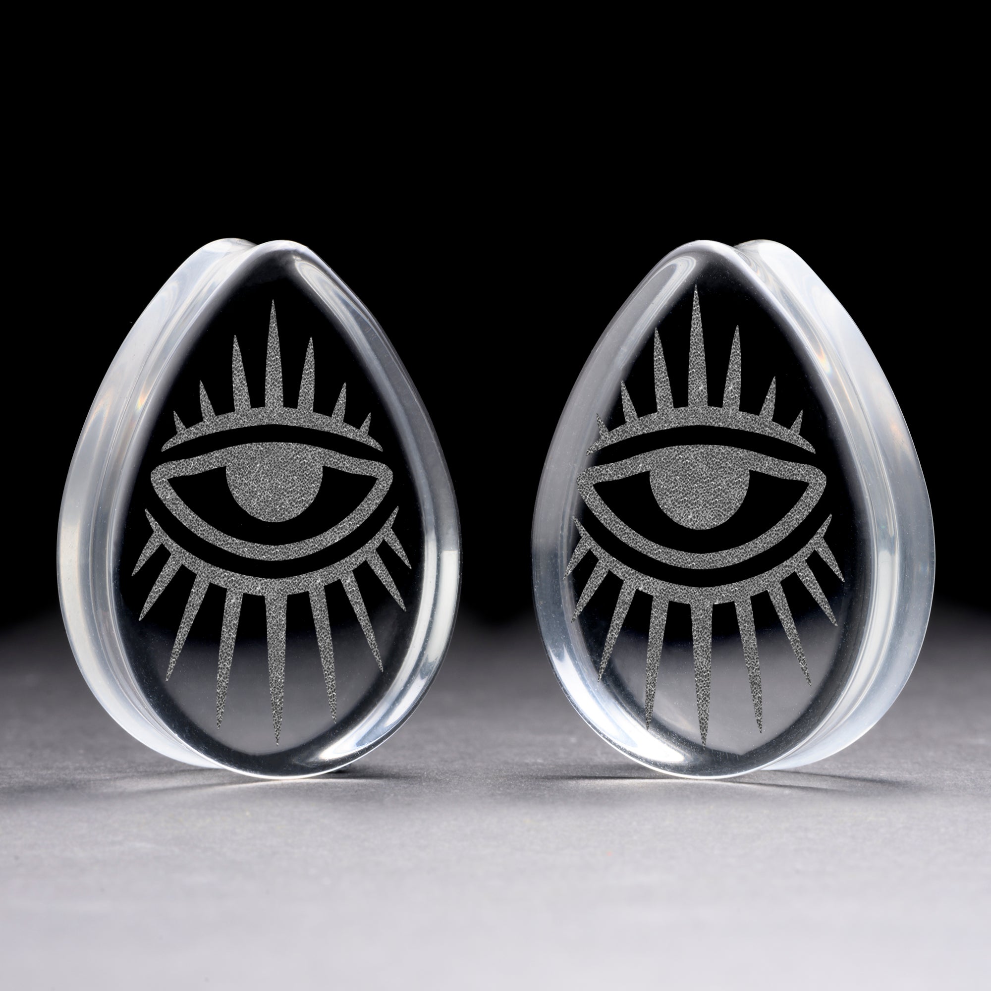 Starburst Mandala Ornamental Tattoo Plug / Gauge - Black Glass | Flat Faced Double Flare