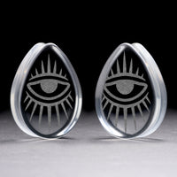 Eye Plug / Calibre - Goutte en verre transparent | Double évasement à face plate
